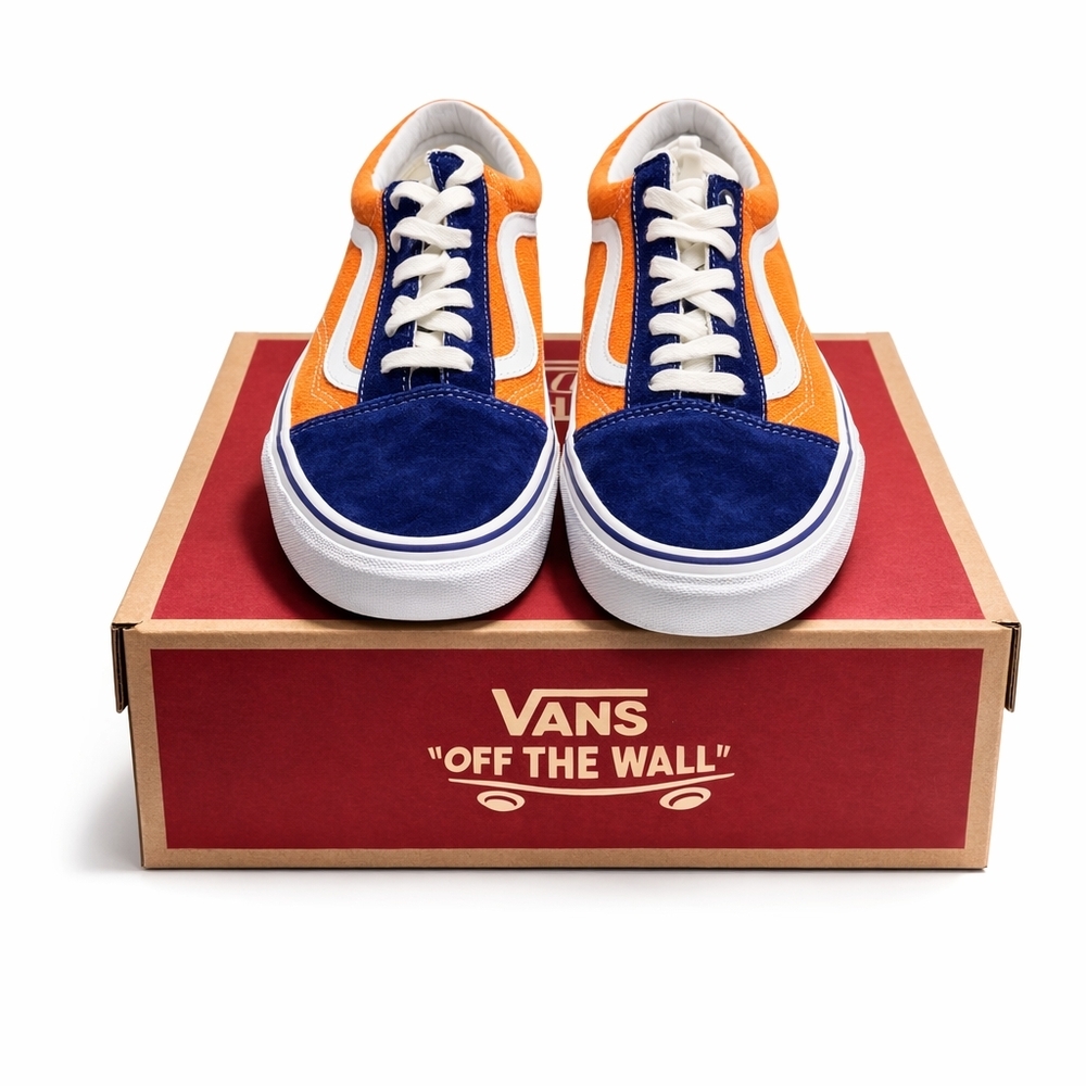 Vans Old Skool Orange & Blue Sneakers Women's Size 9.5 Streetwear Skate Shoes - Picture 2 of 16